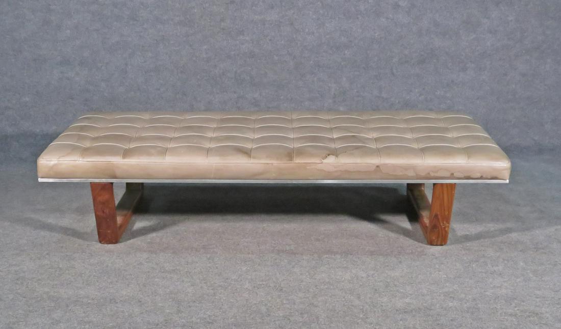 MID CENTURY MODERN LEATHER BENCH (1 of 8)
