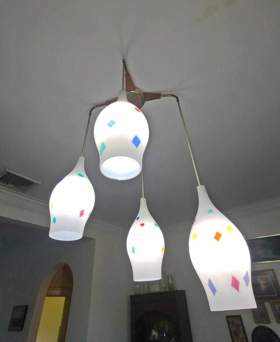 MULTI PENDANT MURANO GLASS CHANDELIER: Multi pendant. Murano glass. 41" h x 29" w x 29" d.