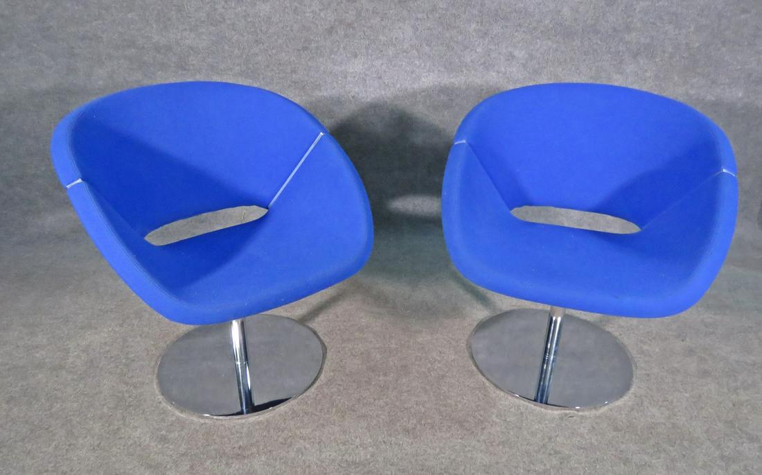 PAIR DAVIS BLUE SWIVEL  ARM CHAIRS (1 of 11)