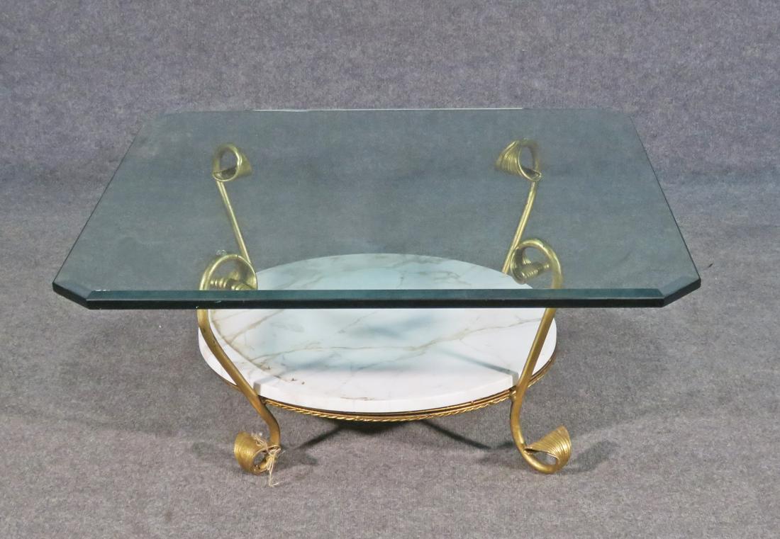 GLASS TOP MARBLE INSERT COFFEE TABLE (1 of 5)