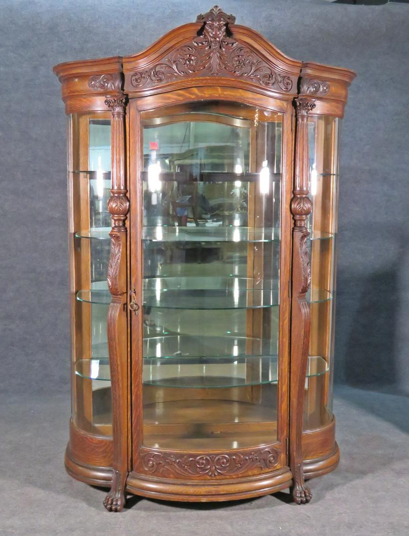 OAK CARVED CLAW FOOT CHINA ATTR RJ HORNER (1 of 8)