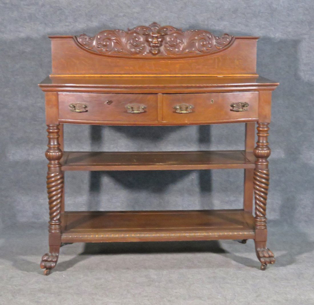 ANTIQUE CLAW FOOT SERVER ATTR RJ HORNER (1 of 6)