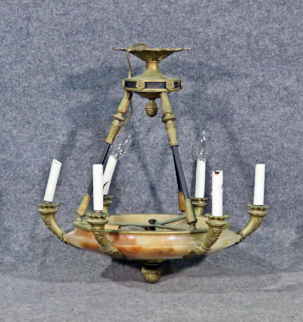 ANTIQUE EMPIRE STYLE BRASS CHANDELIER (1 of 9)