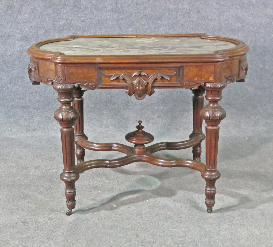CARVED VICTORIAN MARBLE TOP TABLE (1 of 7)