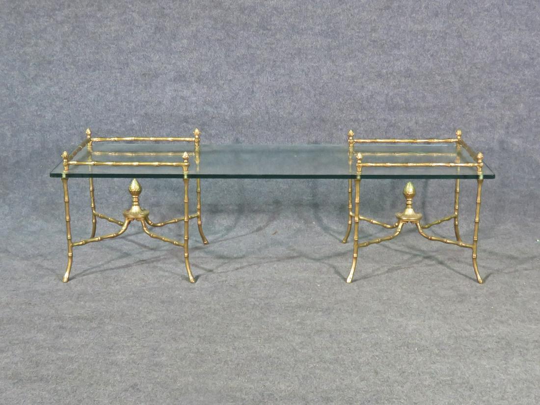 FAUX BAMBOO & GLASS TOP COFFEE TABLE (1 of 7)