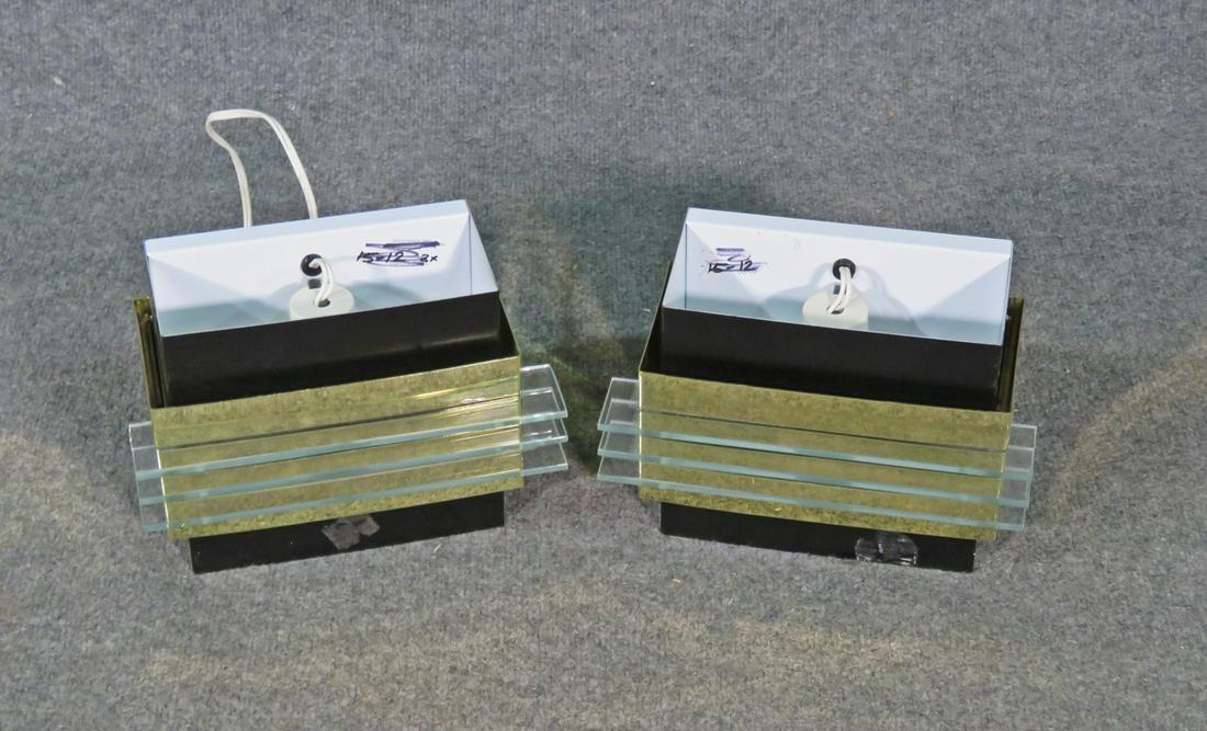 PAIR 80'S DECO WALL SCONCES (1 of 10)