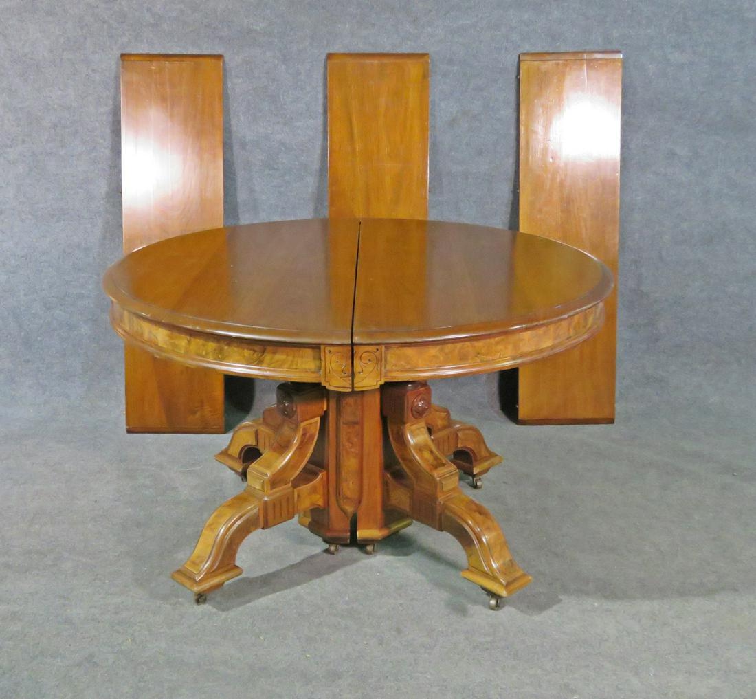 VICTORIAN CARVED WALNUT DINING TABLE (1 of 8)