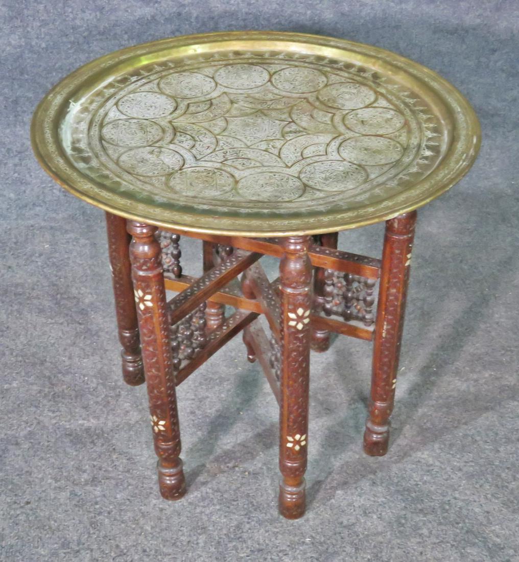 MOROCCAN INLAID BRASS TRAY TOP TABLE (1 of 11)