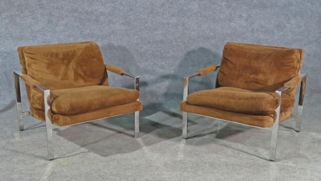 PAIR THAYER COGGIN FLATBAR CHROME ARM CHAIRS (1 of 10)
