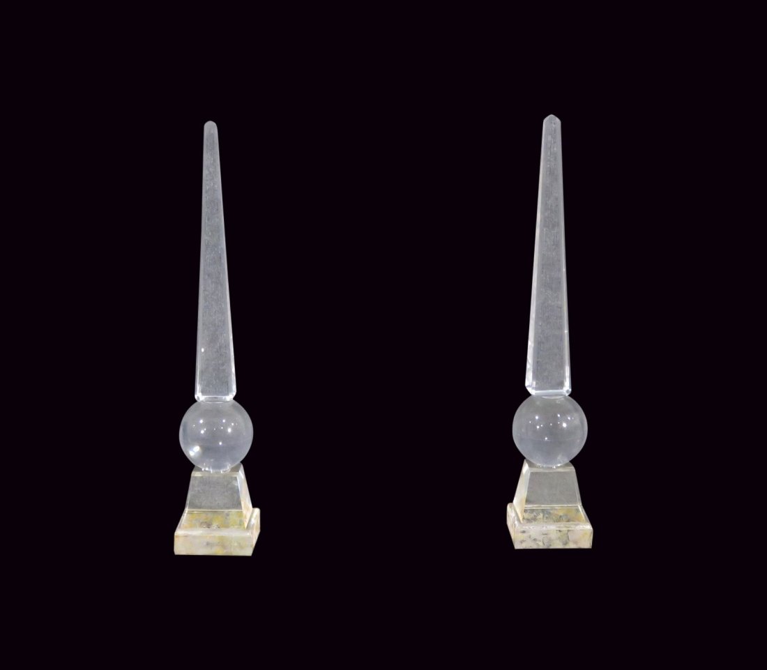 PAIR OBISPHERE LUCITE OBELISKS (1 of 11)
