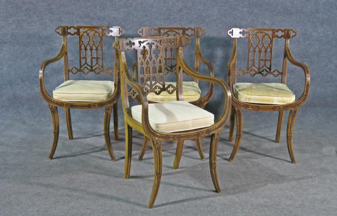 4 REGENCY CARVED ARM CHAIRS (1 of 8)