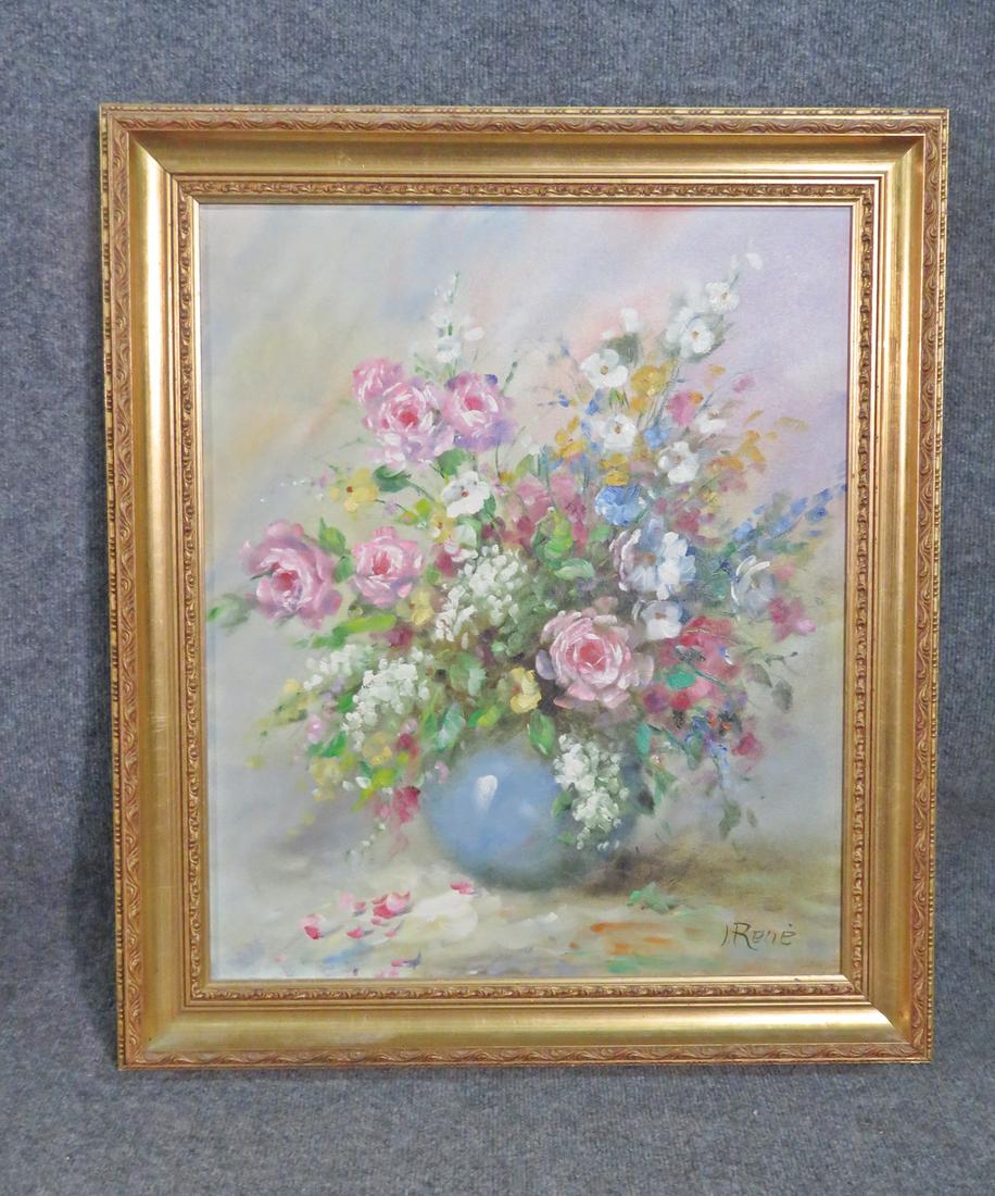 SIGNED IRENE STILL LIFE FLOWERS (1 of 6)