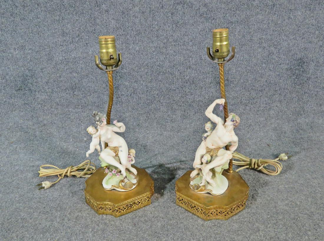 PAIR BISQUE FIGURAL LAMPS (1 of 12)