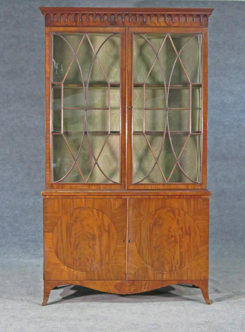 ENGLISH BURL WALNUT 2 PC CHINA CABINET (1 of 11)