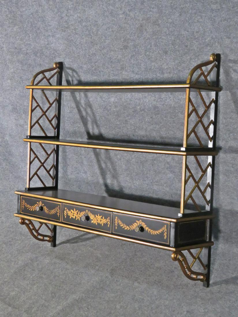 CHINOSIERIE STYLE PAINT DECORATED WALL HANGING ETAGERE (1 of 6)