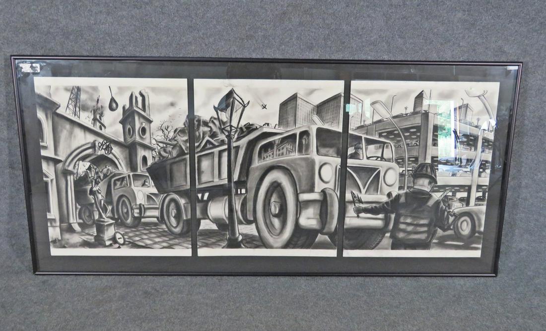 SIGNED CHARCOAL INDUSTRIALISM ARTWORK (1 of 12)