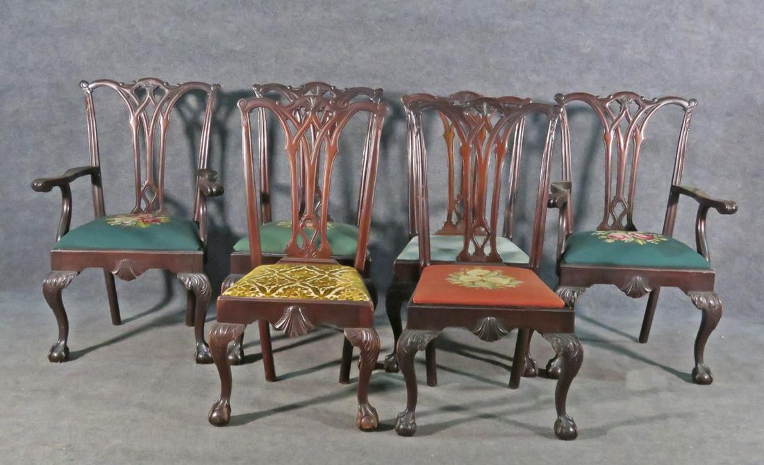 6 CHIPPENDALE STYLE DINING CHAIRS (1 of 9)