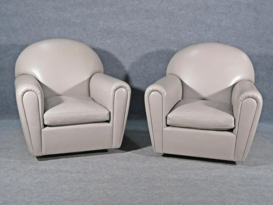 PAIR ART DECO STYLE OVERSIZED SWIVEL CLUB CHAIRS (1 of 4)