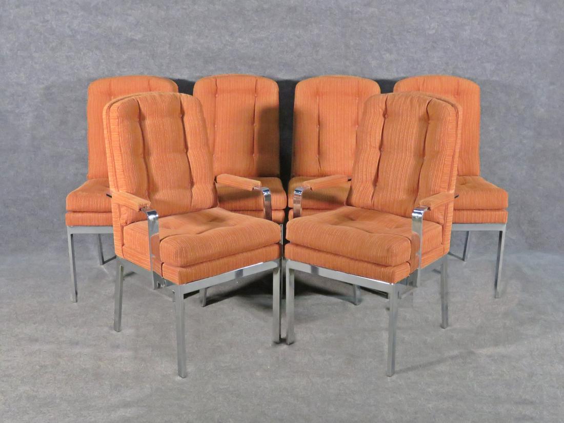 6 BAUGHMAN STYLE FLAT BAR CHROME CHAIRS (1 of 12)