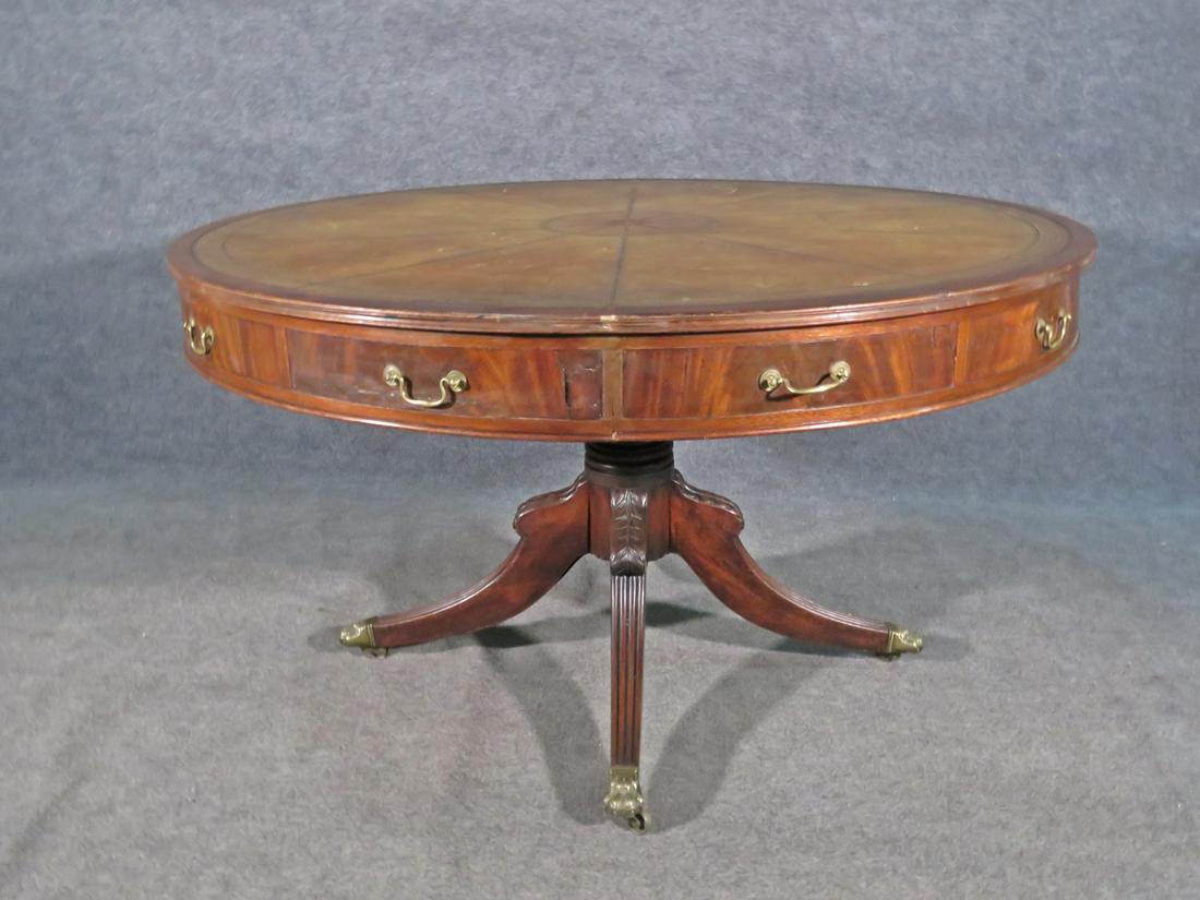 18TH C LEATHER TOP MAHOGANY FOYER TABLE (1 of 11)