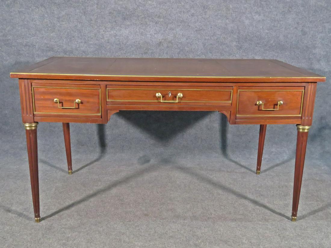 LOUIS XVI STAMPED JANSEN LEATHER TOP PARTNERS DESK (1 of 10)