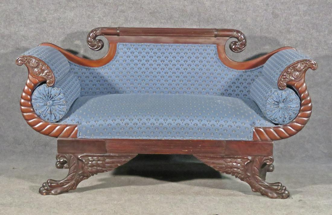 FEDERAL STYLE CARVED ANTIQUE SETTEE (1 of 7)