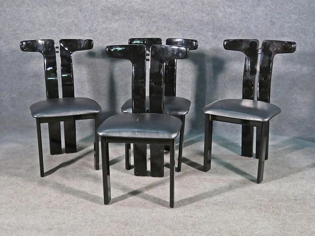 4 ITALIAN BLACK LACQUER SIDE CHAIRS (1 of 8)