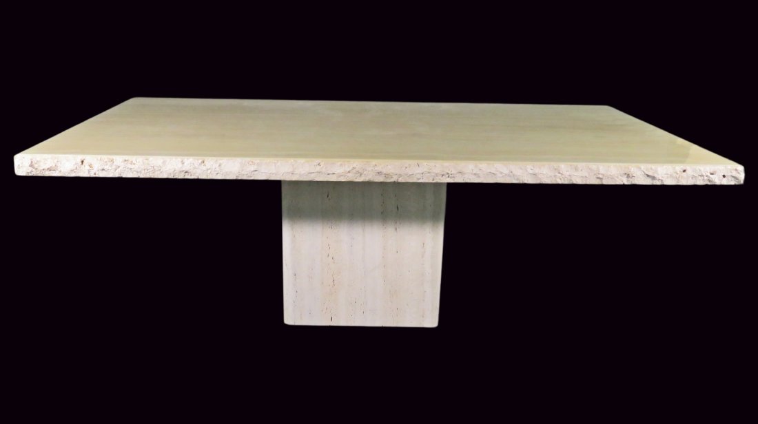 TRAVERTINE & MARBLE DINING TABLE (1 of 8)