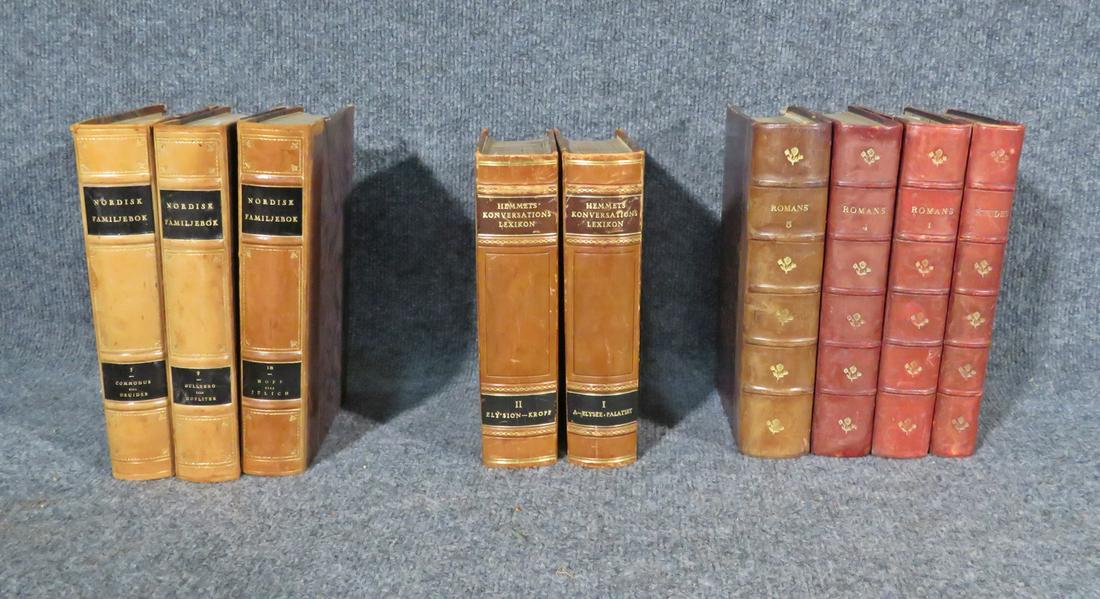9 LEATHER BOUND BOOKS (1 of 8)