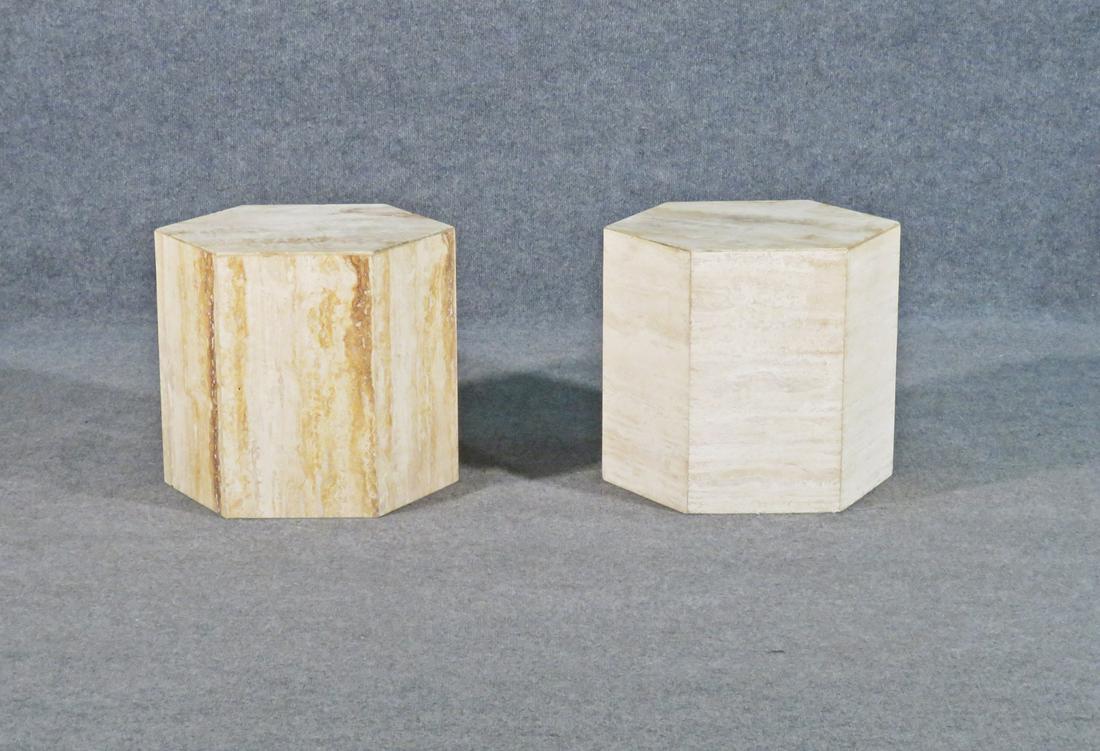 PAIR ITALIAN TRAVERTINE TABLES (1 of 12)