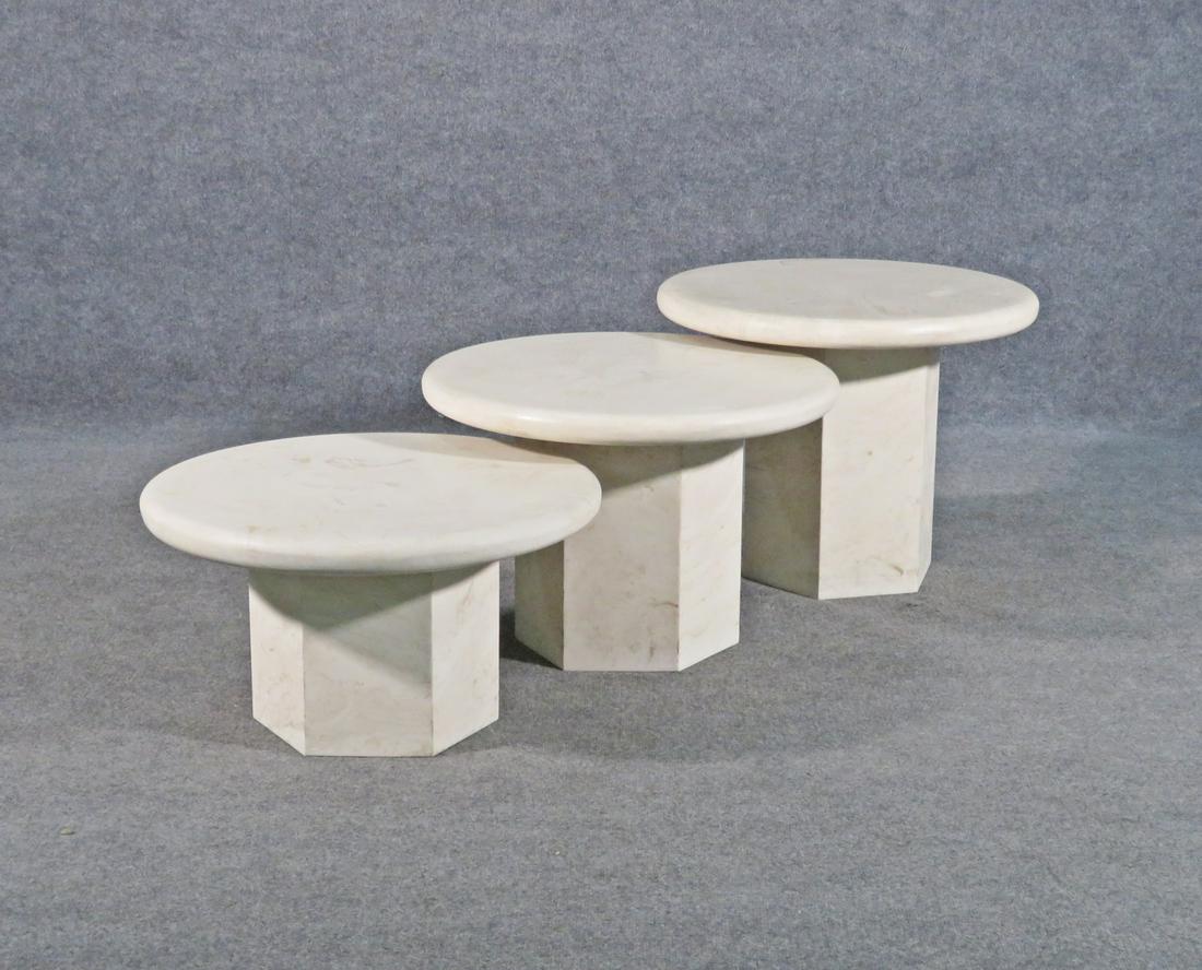 3 FAUX TRAVERTINE TABLES (1 of 12)