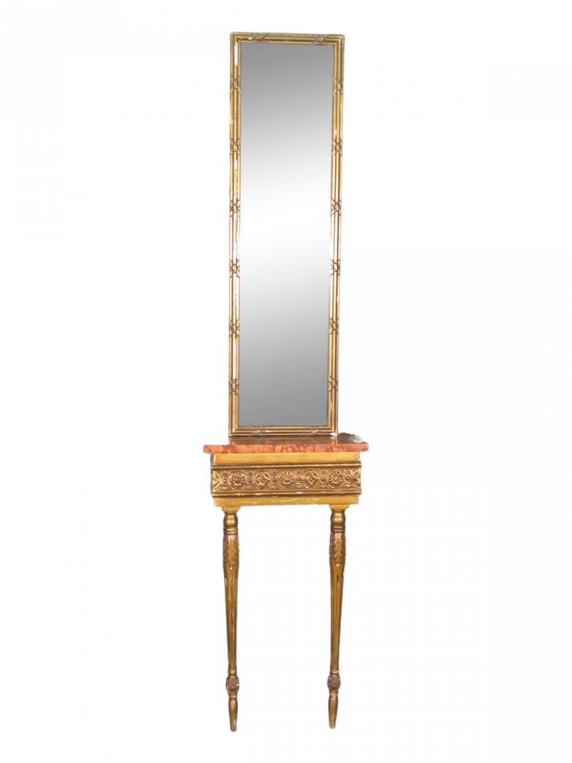 LOUIS XVI STYLE MARBLE TOP CONSOLE & MIRROR (1 of 10)
