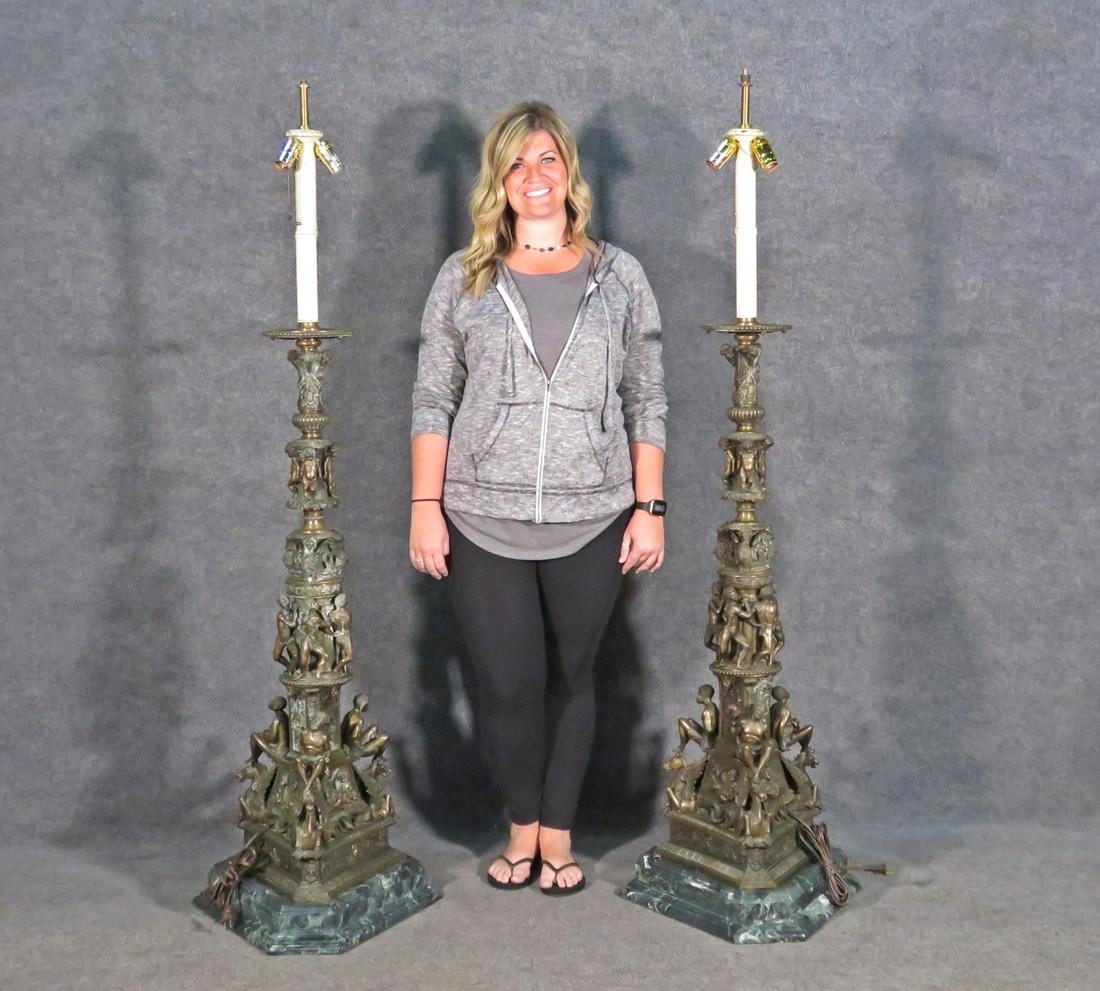 PAIR GRAND TOUR BRONZE PALATIAL TORCHIERES (1 of 18)