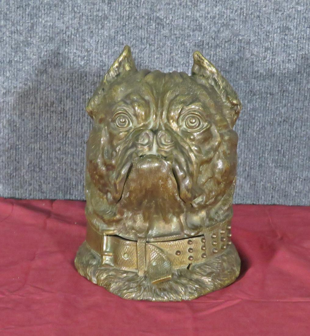 BRONZE INKWELL "BUTCH" HEAD OF BULLDOG (1 of 8)