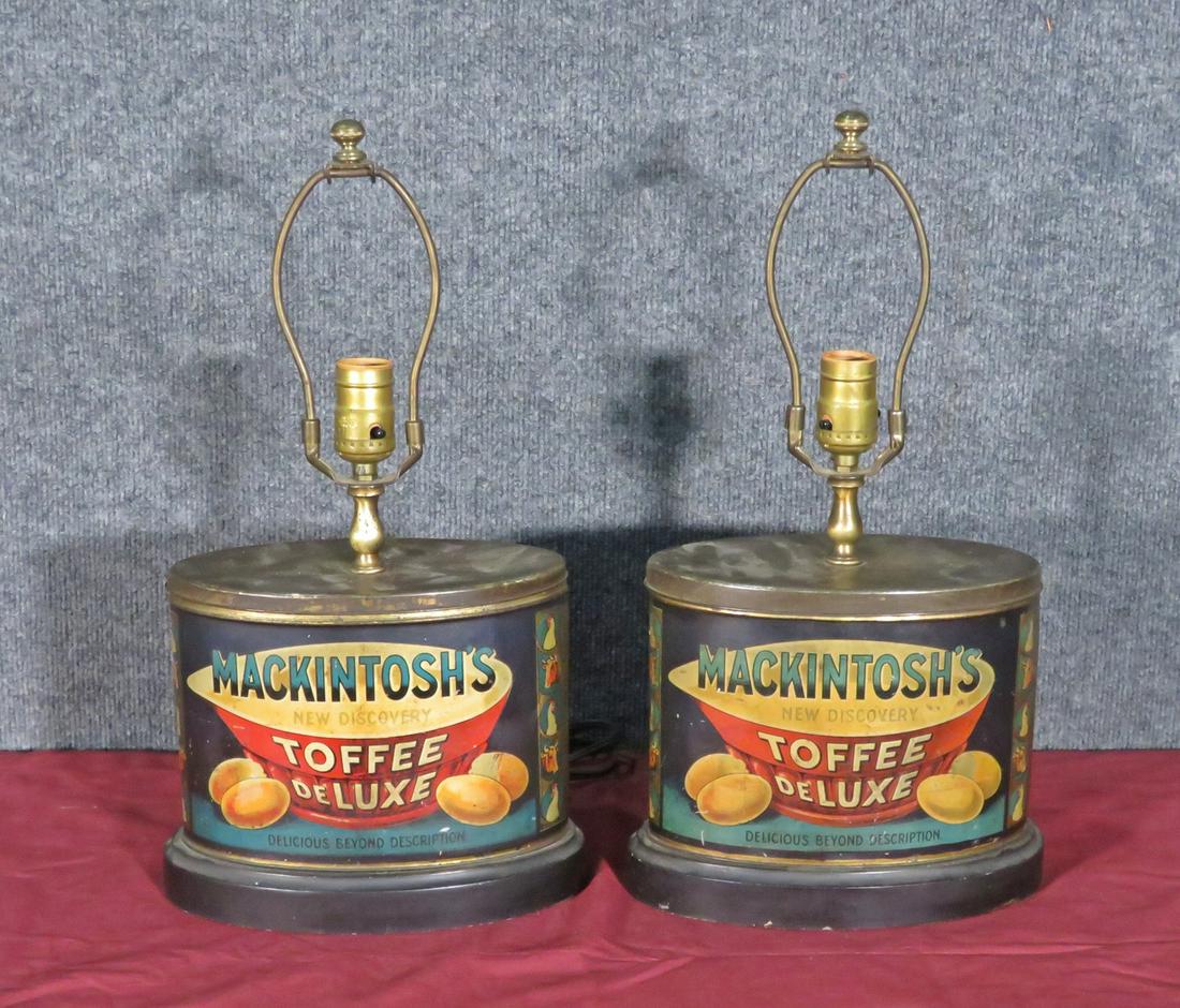 PAIR ANTIQUE TIN CAN ADVERTISING LAMPS (1 of 7)