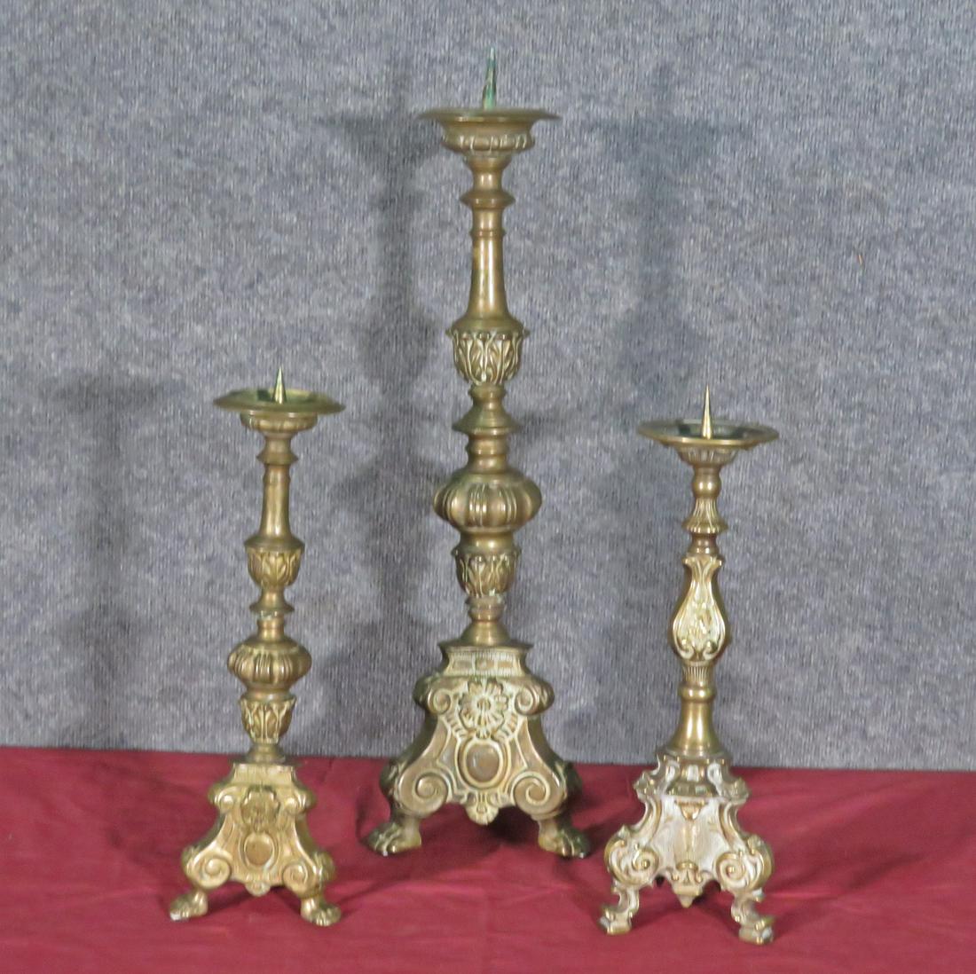 SET OF 3 SOLID BRASS PRICHETS (1 of 9)