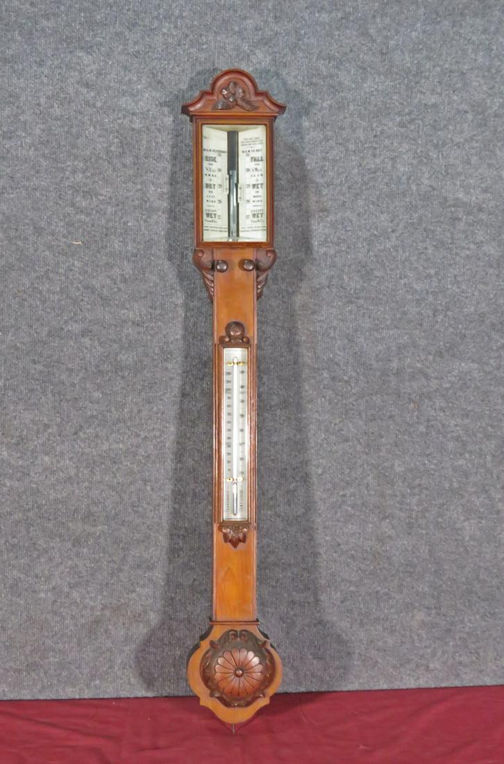 CARVED WOOD BAROMETER (1 of 8)