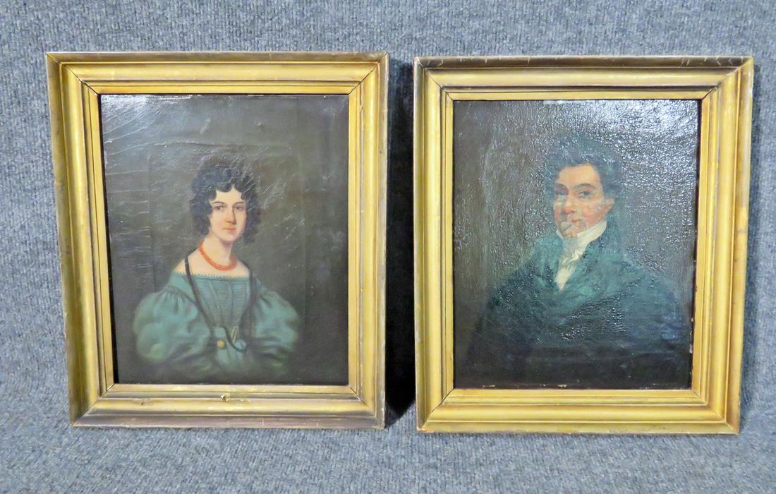 PAIR 19TH C PORTRAITS OF A LADY & GENTLEMAN (1 of 11)