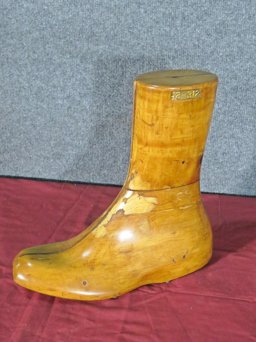 WOOD BOOT FORM: Wood. 12" h x 5" w x 13" d.