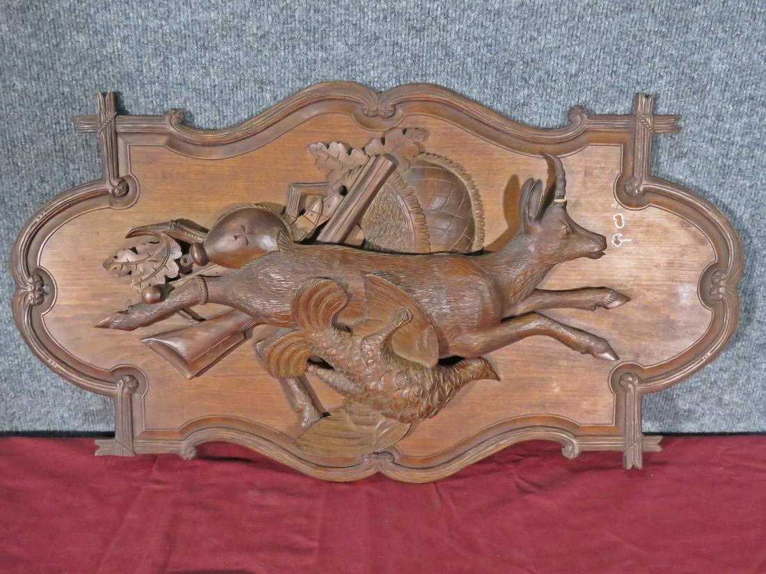 BLACK FOREST CARVED WOOD PLAQUE (1 of 11)