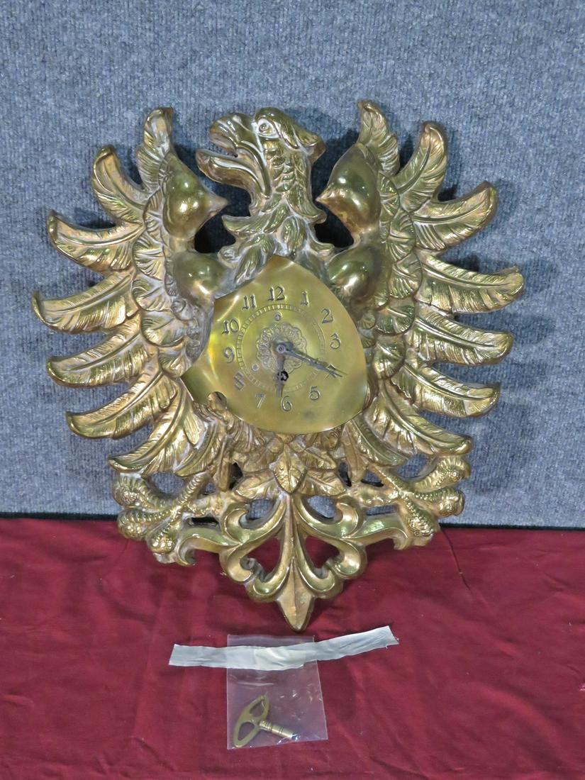 ANTIQUE BRASS WALL CLOCK (1 of 13)