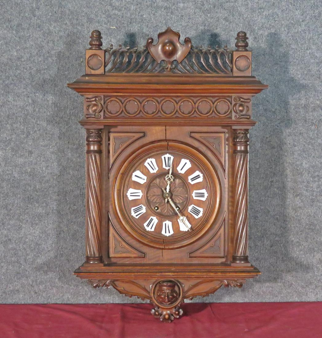 CARVED FIGURAL WALL CLOCK ATTRIBUTED BERMAN (1 of 11)
