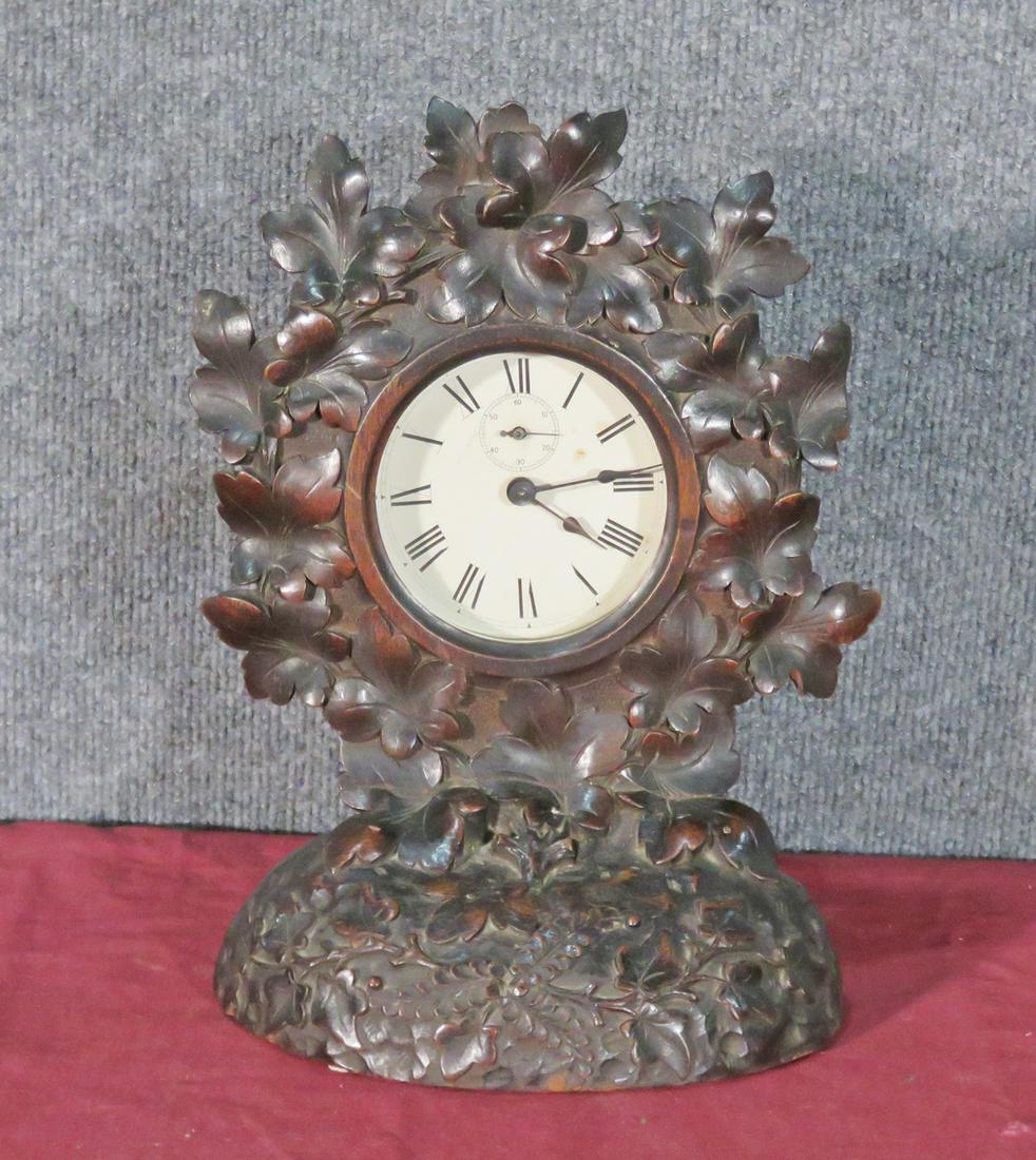 BLACK FOREST CARVED CLOCK (1 of 7)