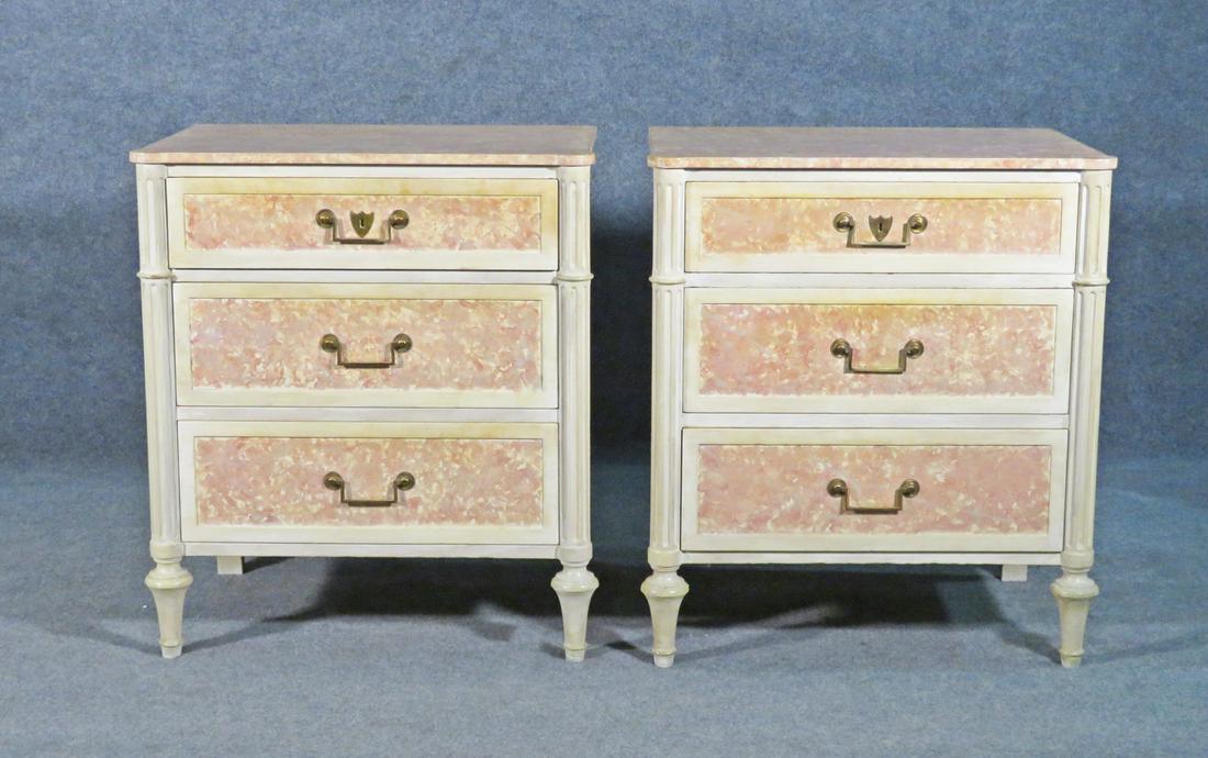 PAIR BAKER FAUX MARBLE NIGHT STANDS (1 of 11)