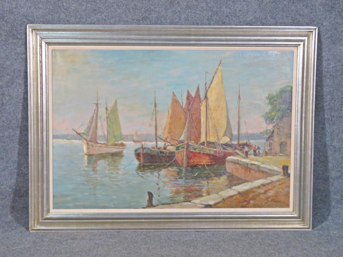 BORIS MAJOR HARBOR SCENE PAINTING (1 of 6)