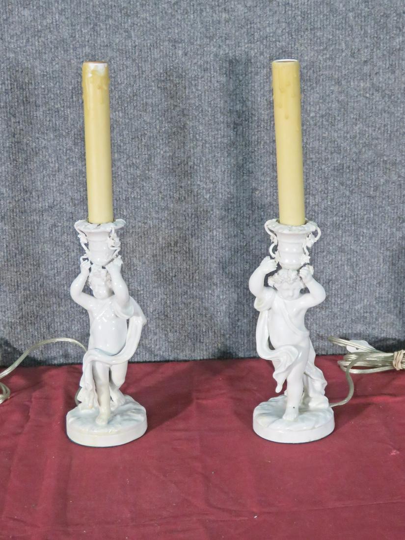 PAIR PORCELAIN FIGURAL CANDLE HOLDERS (1 of 8)