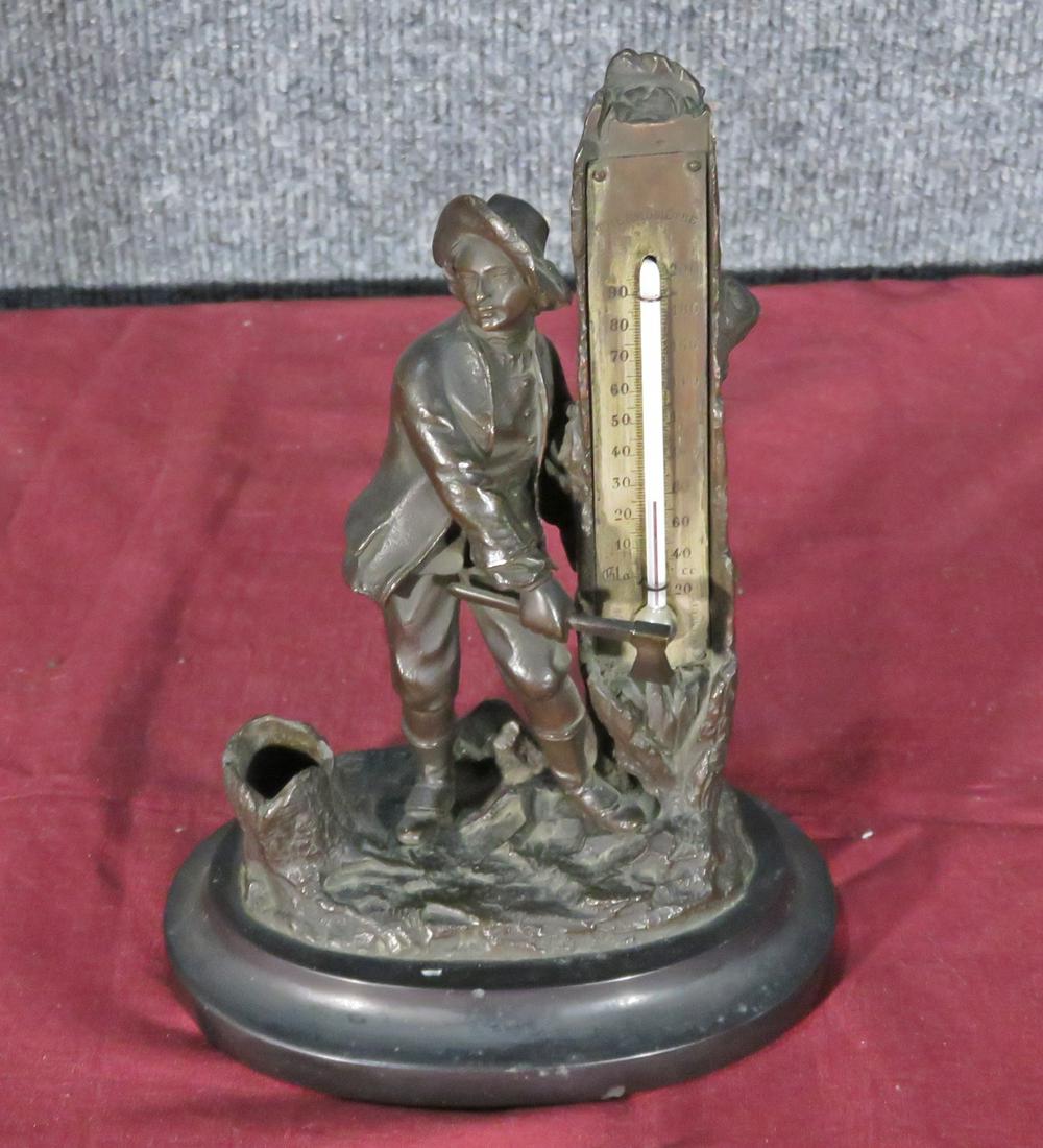 BRONZE FIGURAL THERMOMETER (1 of 7)
