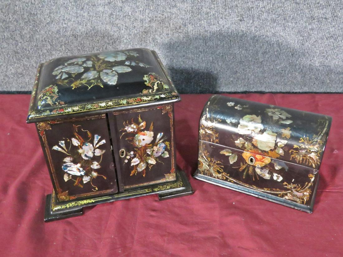 2 PC 1885 ENGLISH PAPER MACHE SET (1 of 16)