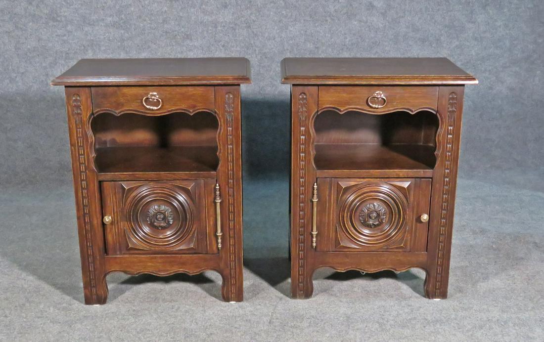 PAIR ANTIQUE FRENCH NIGHT STANDS (1 of 9)