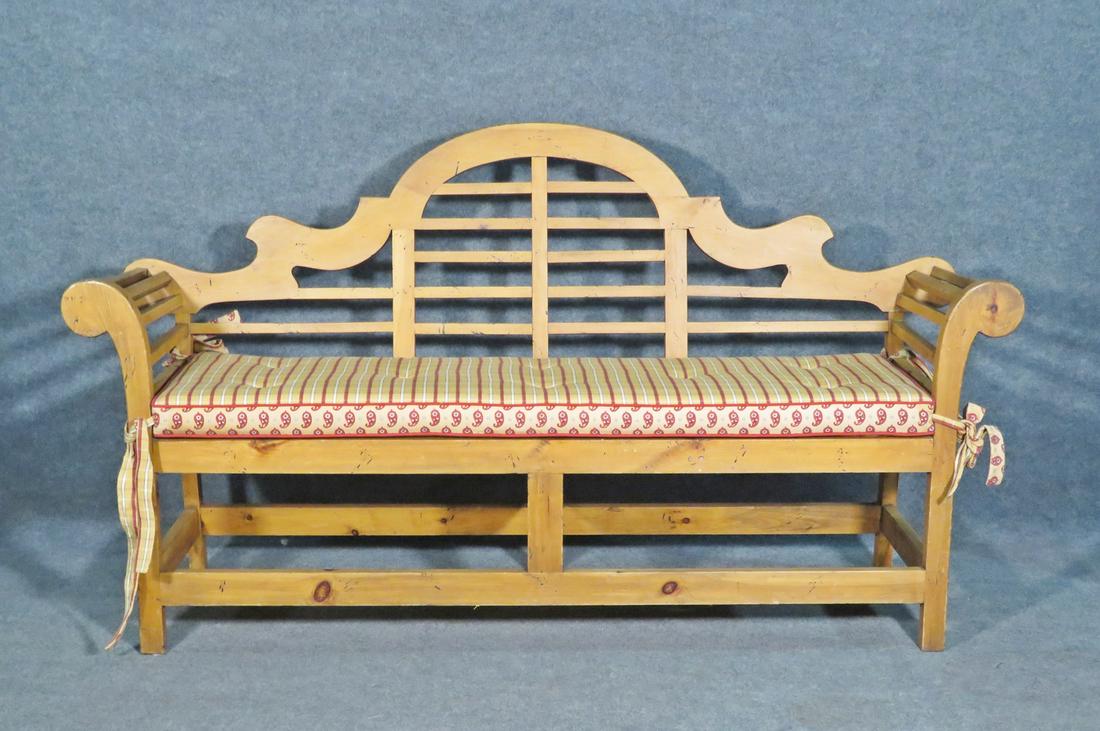 PINE COUNTRY LOVESEAT: Pine. Cushion seat. 41 3/4" h x 75 1/8" w x 20 3/4" d.